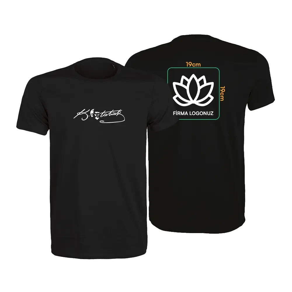 Mustafa Kemal Atatürk İmzalı Kaliteli Sıfır Yaka Yetişkin Tişört – 180 GSM %100 Pamuk 24/1 Süprem Kumaş