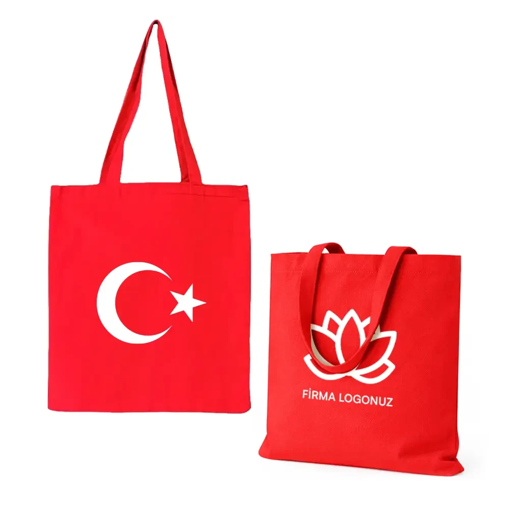 Ay Yıldız Baskılı 35 x 40 cm 190 gr %100 Pamuk Gabardin Renkli Bez Çanta