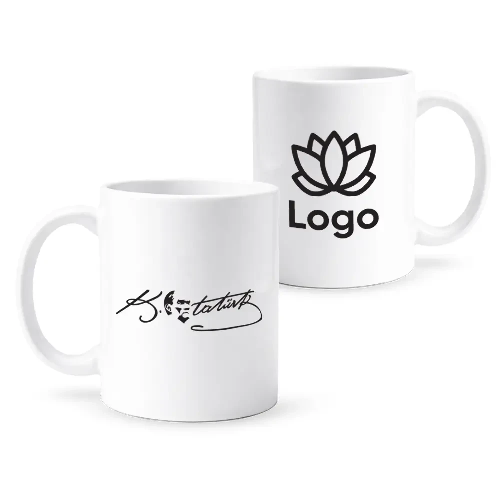 Mustafa Kemal Atatürk İmzalı Porselen Süblimasyon 300 ml Kupa Bardak - Kutulu