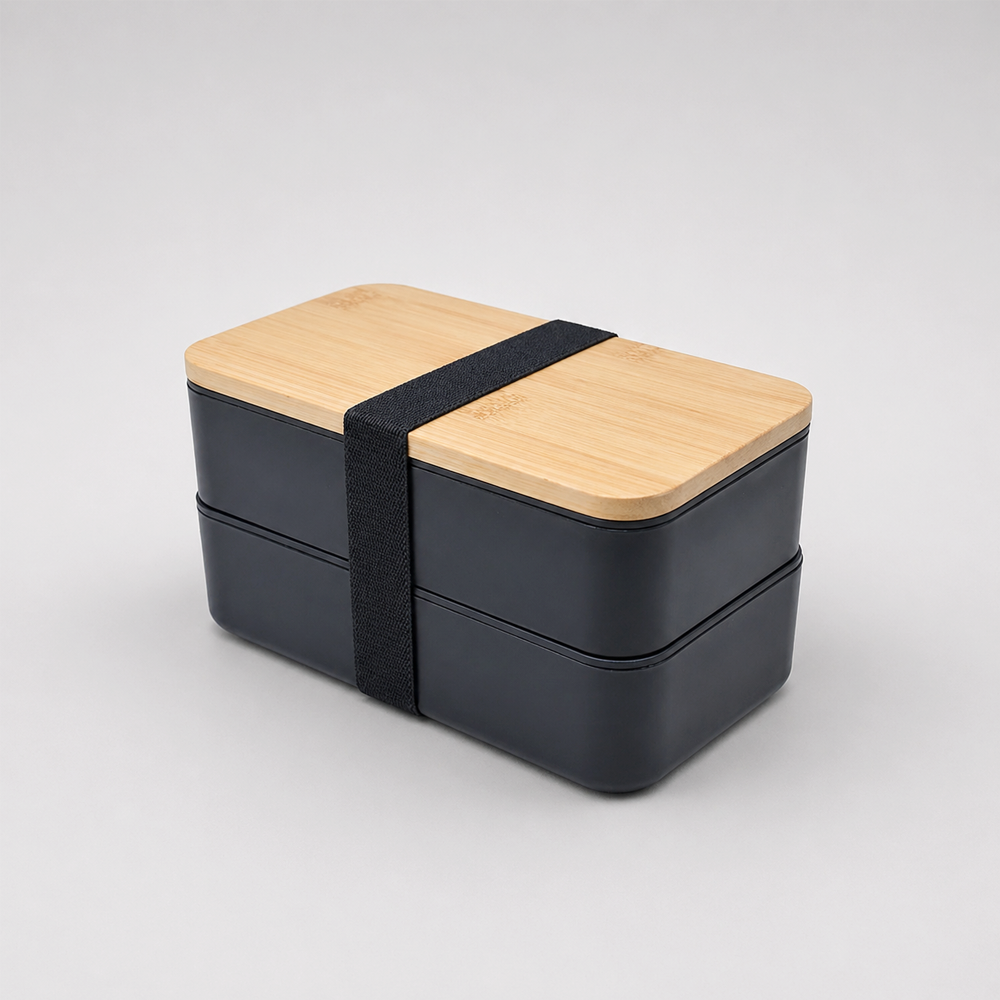 Bambu Kapaklı Plastik Yemek Kutusu Promozone