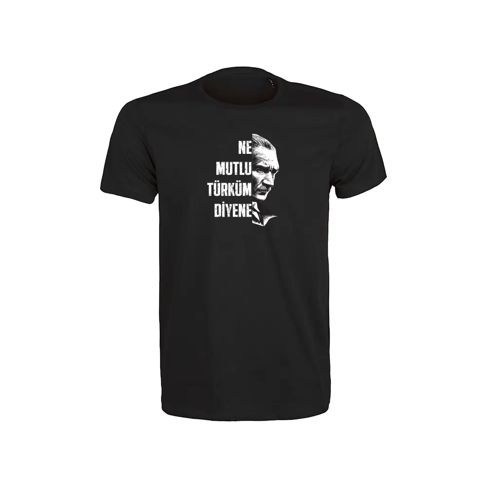 Atatürk Baskılı Kaliteli Sıfır Yaka Yetişkin Tişört – 180 GSM %100 Pamuk 24/1 Süprem Kumaş Promozone