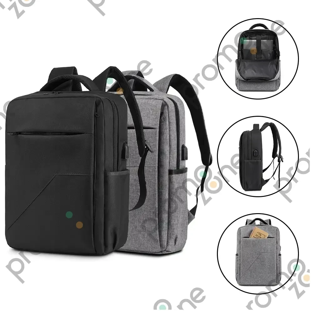 Stoklu Özel Üretim Laptop Bölmeli USB Şarj Girişli Promosyon Sırt Çantası Promozone