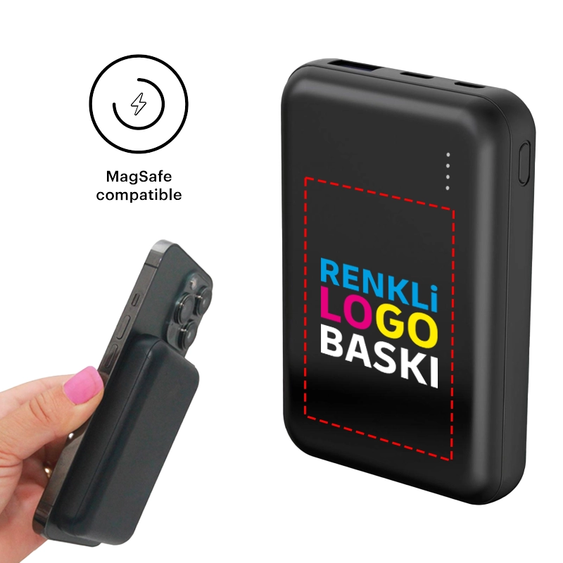 5000 mAh Magesafe Özellikli Led Güç Göstergeli Wireless Kablosuz Powerbank Promozone