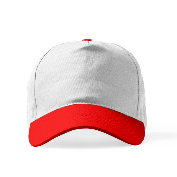 Polyester 5 Panel Ekonomik Promosyon Şapka - Kırmızı/Beyaz