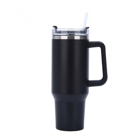 Paslanmaz Çelik Pipetli Termos 1180 ml - Siyah