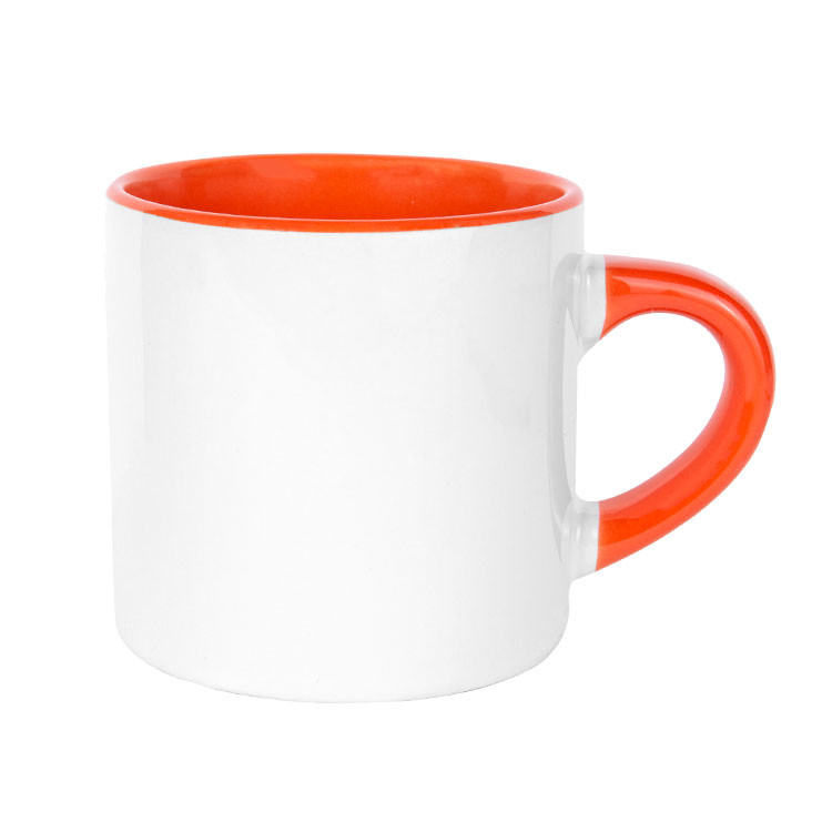 Süblimasyon Porselen Nescafe Kulbu ve İçi Renkli Kupa Bardak Kutulu - Logo Baskılı - Turuncu