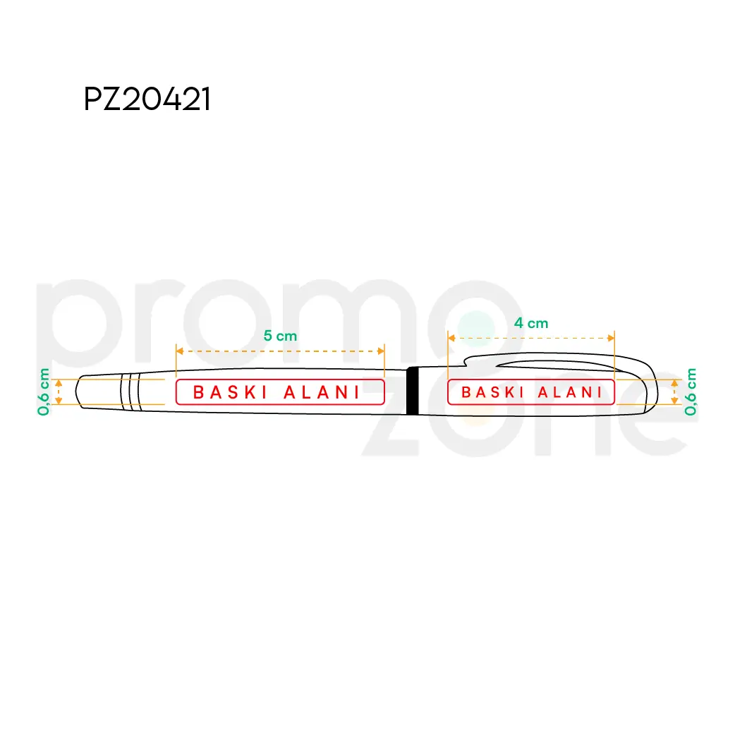 Metal Roller Kalem Siyah Refil Mürekkep Promozone