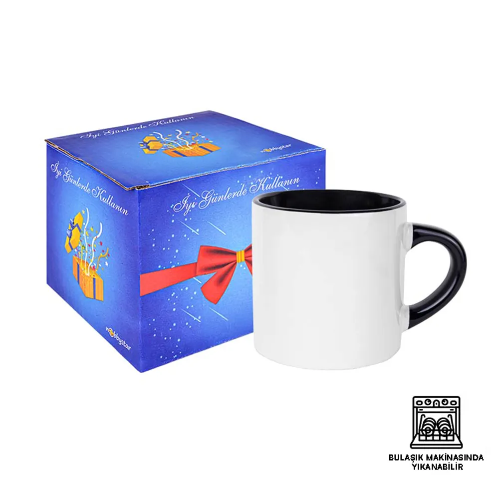 Süblimasyon Porselen Nescafe Kulbu ve İçi Renkli Kupa Bardak Kutulu - Logo Baskılı Promozone