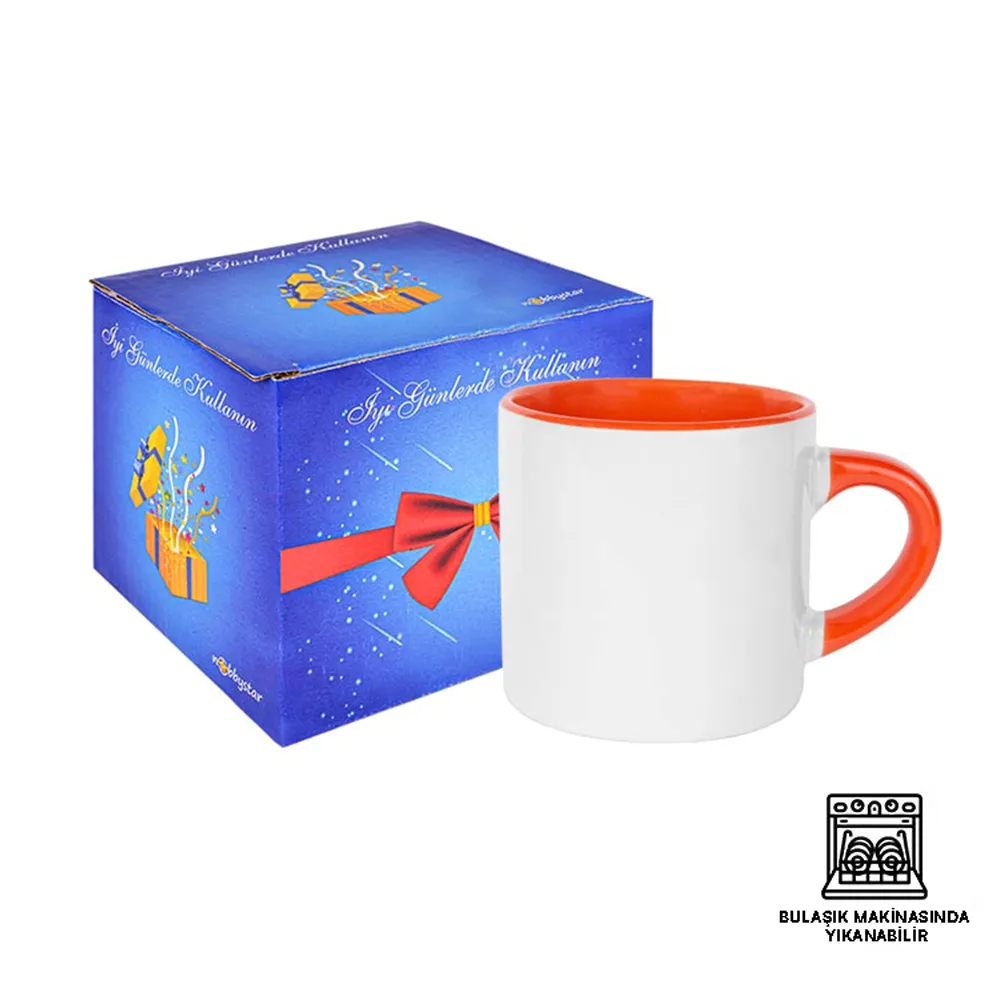 Süblimasyon Porselen Nescafe Kulbu ve İçi Renkli Kupa Bardak Kutulu - Logo Baskılı Promozone
