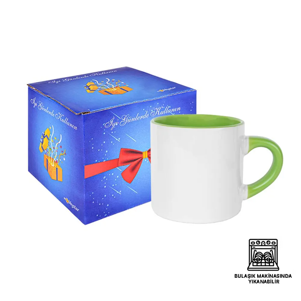 Süblimasyon Porselen Nescafe Kulbu ve İçi Renkli Kupa Bardak Kutulu - Logo Baskılı Promozone