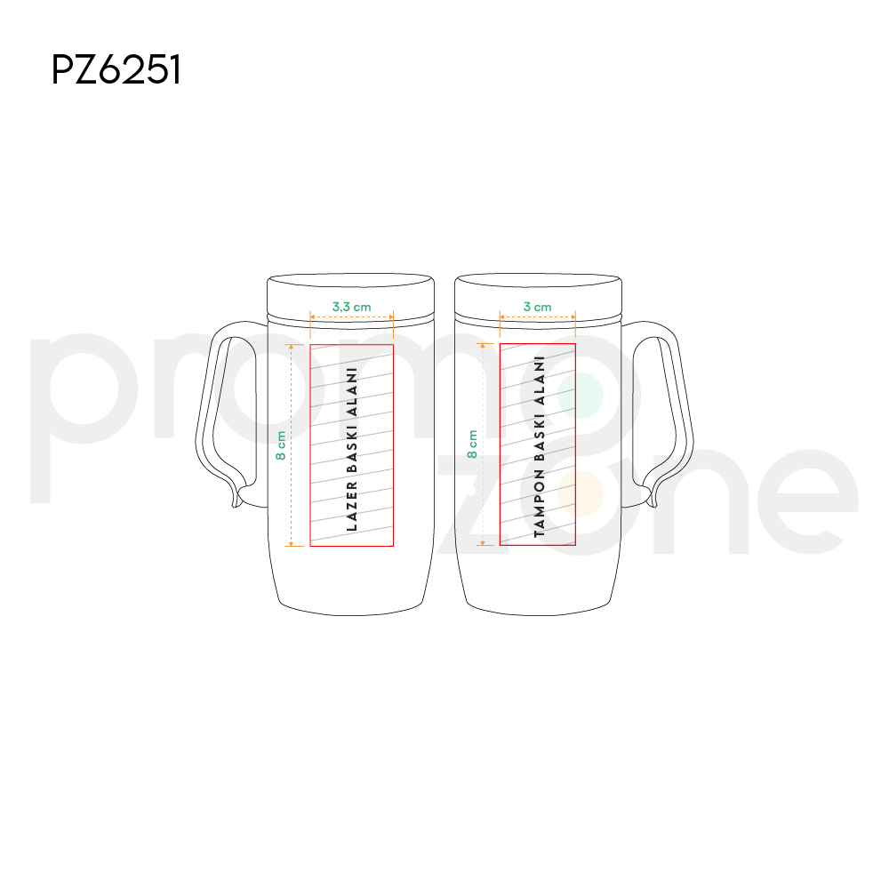 240 ML Kulplu Termos Bardak Promozone