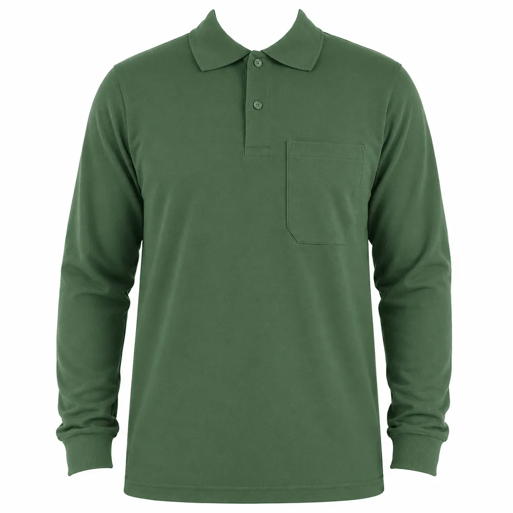 Open End Uzun Kollu Cepli Polo Yaka Promosyon Tişört – %80 Pamuk %20 Polyester Promozone