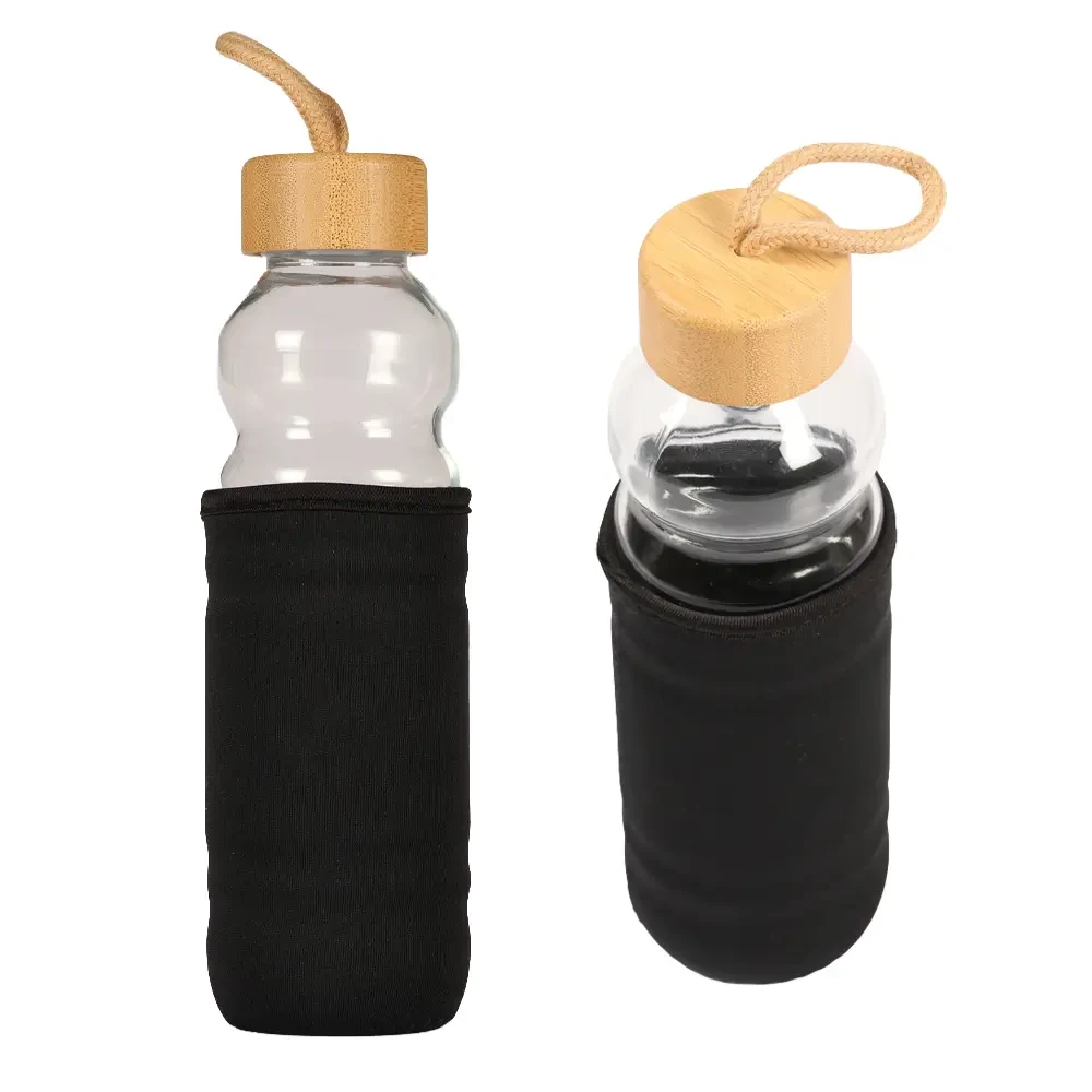 500ml Kılıflı Bambu Kapaklı Su Şişesi