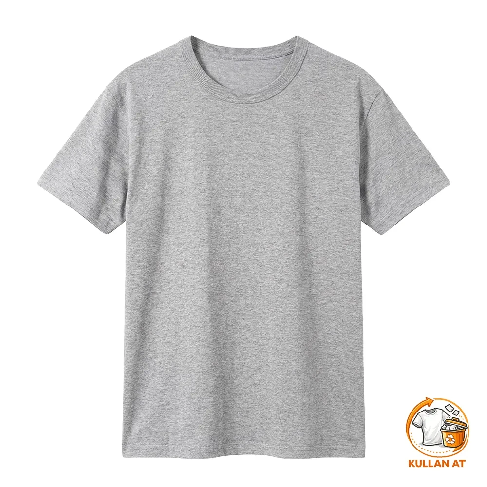 125 GSM Gri %80 Pamuk %20 Polyester Kullan At Promosyon Tişört – Unisex Tüp Kumaş Promozone