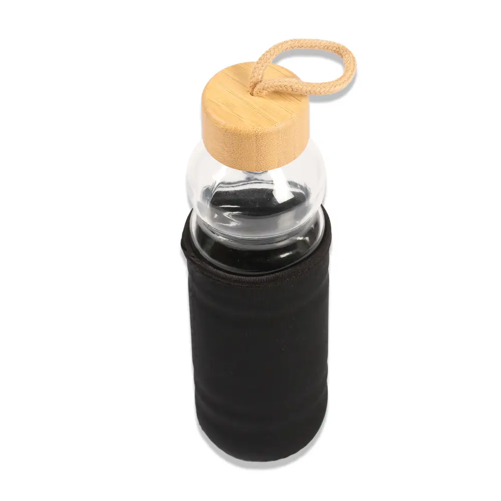 500ml Kılıflı Bambu Kapaklı Su Şişesi
