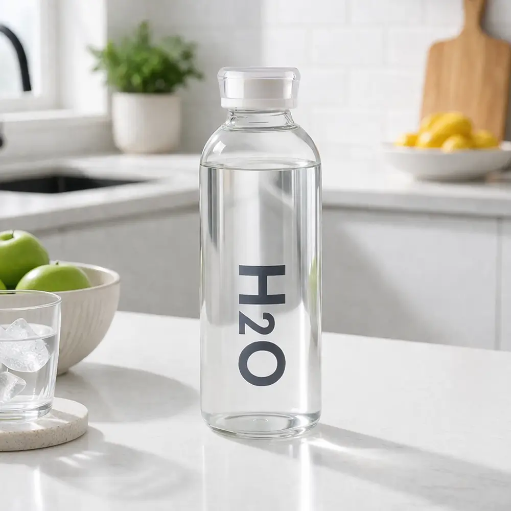 H2O Borosilikat Cam Su Şişesi - 1000 ml Promozone