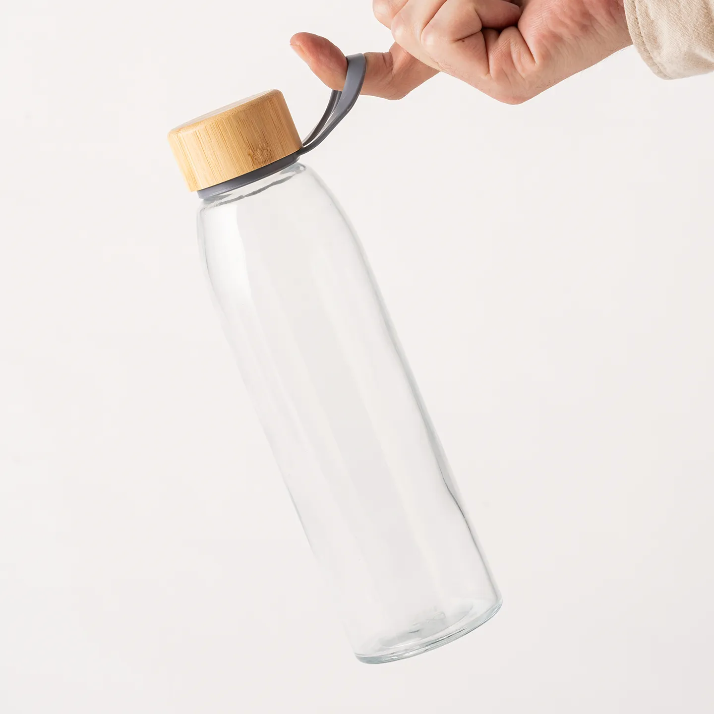 500ml Bambu Kapaklı Cam Su Şişesi