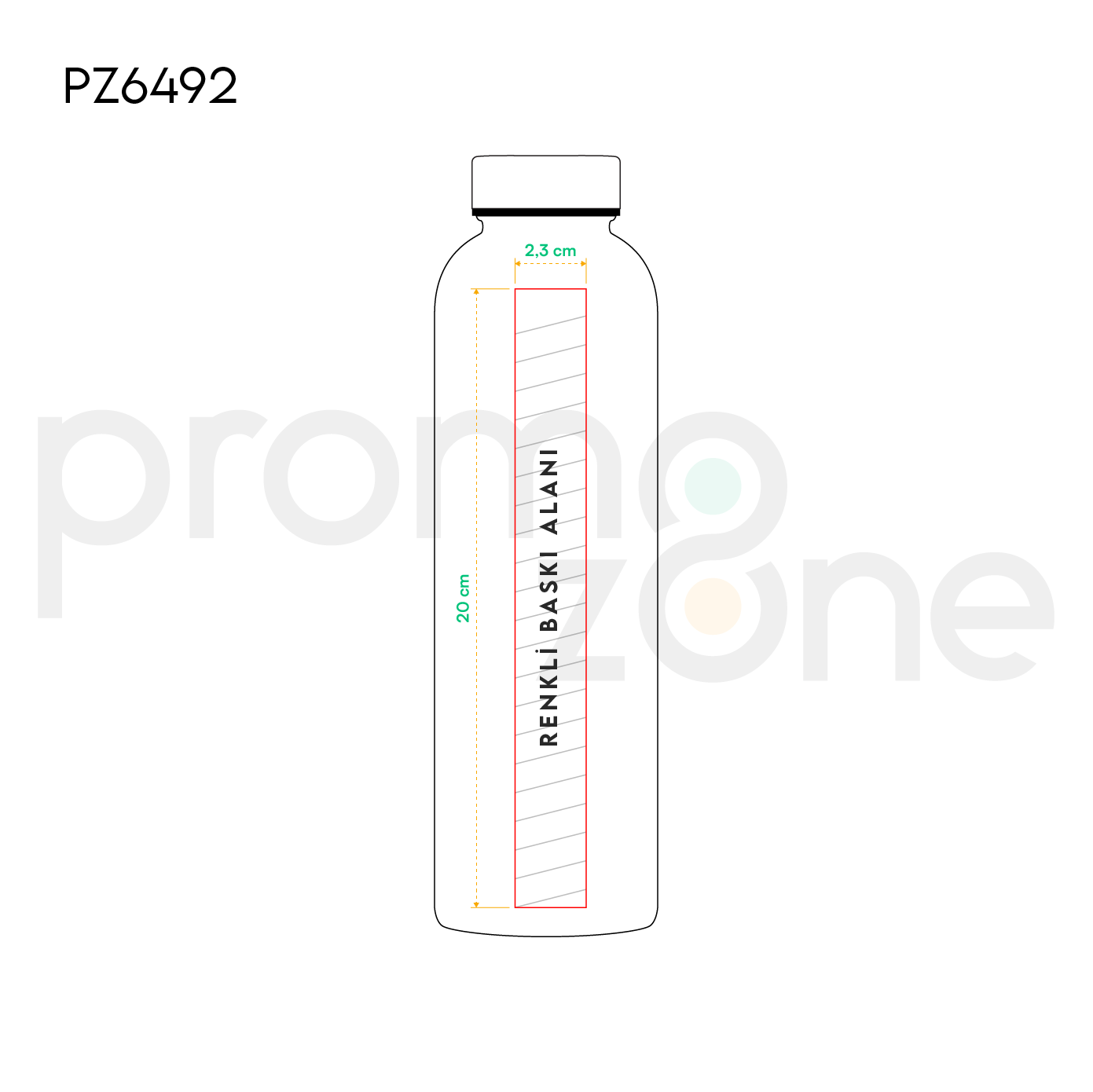 750ml H20 Borosilikat Cam Kılıfsız Cam Matara Promozone