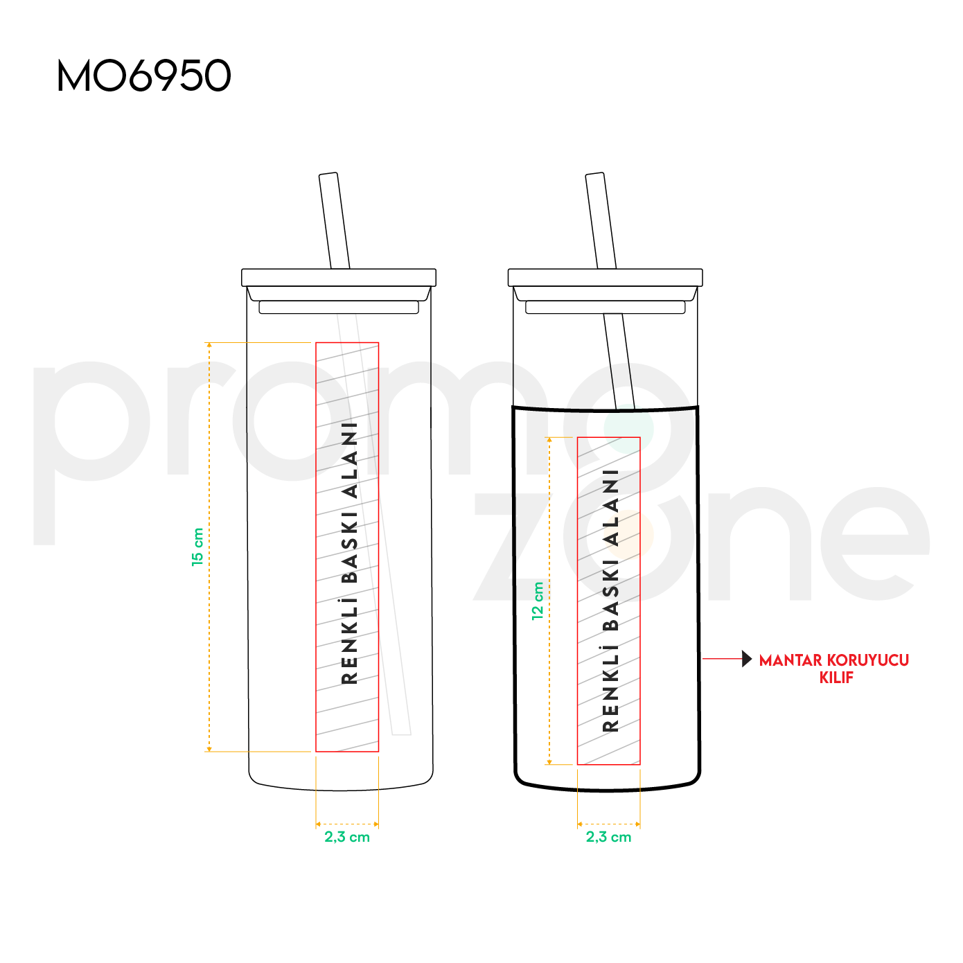 450 ml Mantar Kılıflı Borosilikat Cam Su Şişesi - Bambu Kapak ve Pipetli Promozone