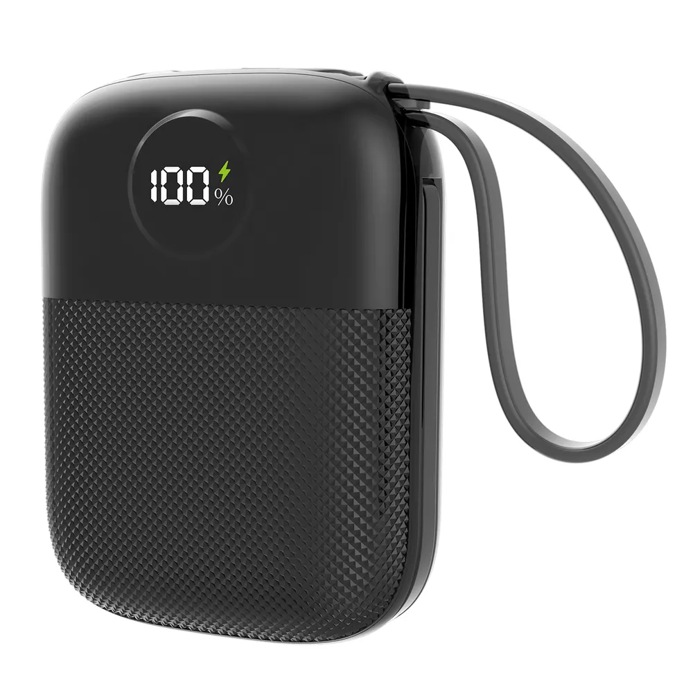 S-link MP110 10000mAh PD22.5W Type-C+Lightning Kablolu LCD Taşınabilir Pil Şarj Cihazı Powerbank Promozone
