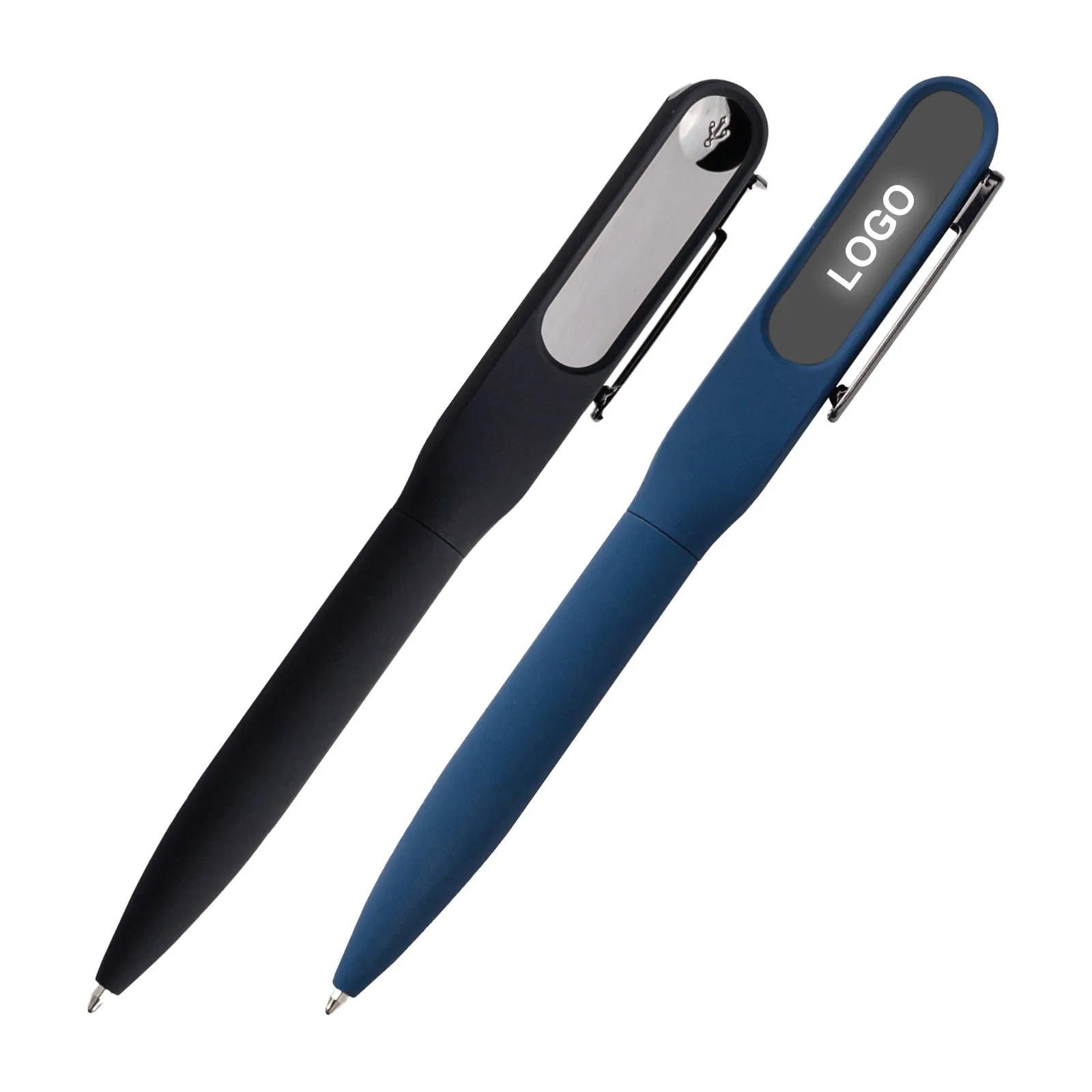 32 GB LED Işıklı USB Bellekli Rubber Metal Tükenmez Kalem