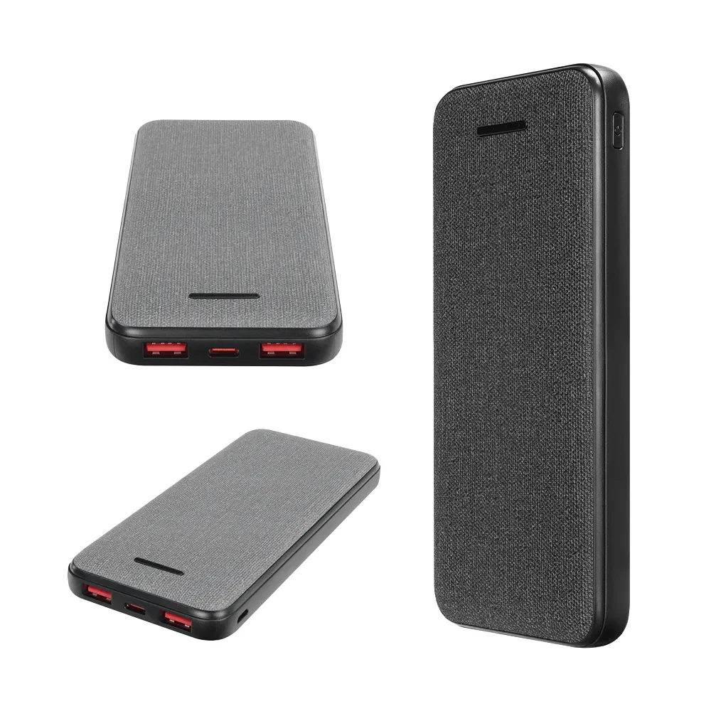 S-link P108 10000mAh PRM PD20W+QC18W+HSC22.5W Kumaş Desen Gri Taşınabilir Pil Şarj Cihazı Powerbank