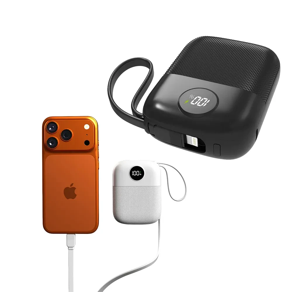 S-link MP110 10000mAh PD22.5W Type-C+Lightning Kablolu LCD Taşınabilir Pil Şarj Cihazı Powerbank