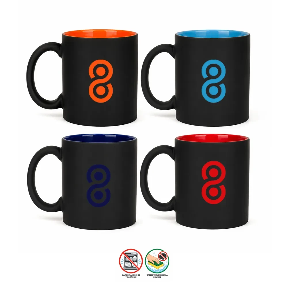 İçi Renkli Stoneware Lazer Baskıya Uygun Seramik Kupa Bardak Promozone