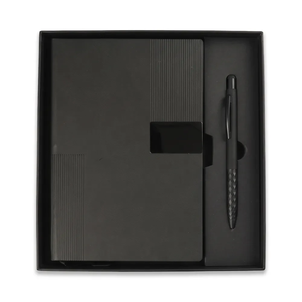 PZ15240 – 14×21 Termo Deri Sert Kapaklı Defter & Touchpen Diamond Kalem Kutulu VIP Hediye Seti