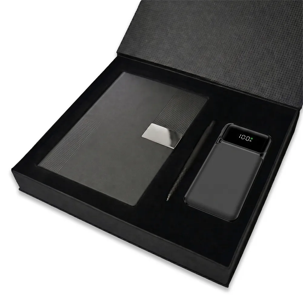10.000 mAh Powerbank, Touchpen Diamond Kalem & 14×21 Termo Deri Sert Kapaklı Defter Kutulu VIP Hediye Seti Promozone
