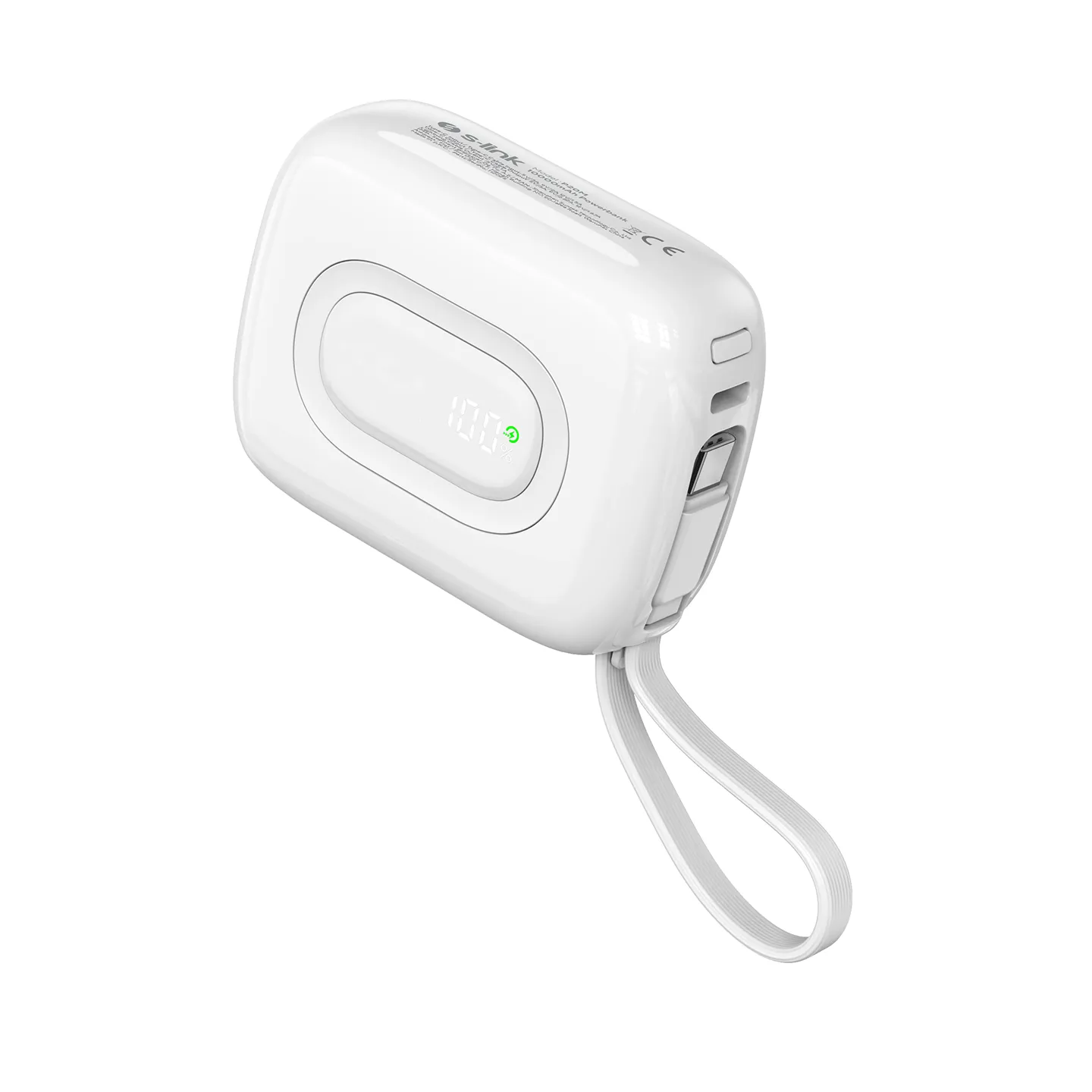 S-link P20M 10000mAh PD20W Type-C Kablolu LCD Taşınabilir Pil Şarj Cihazı Powerbank Promozone