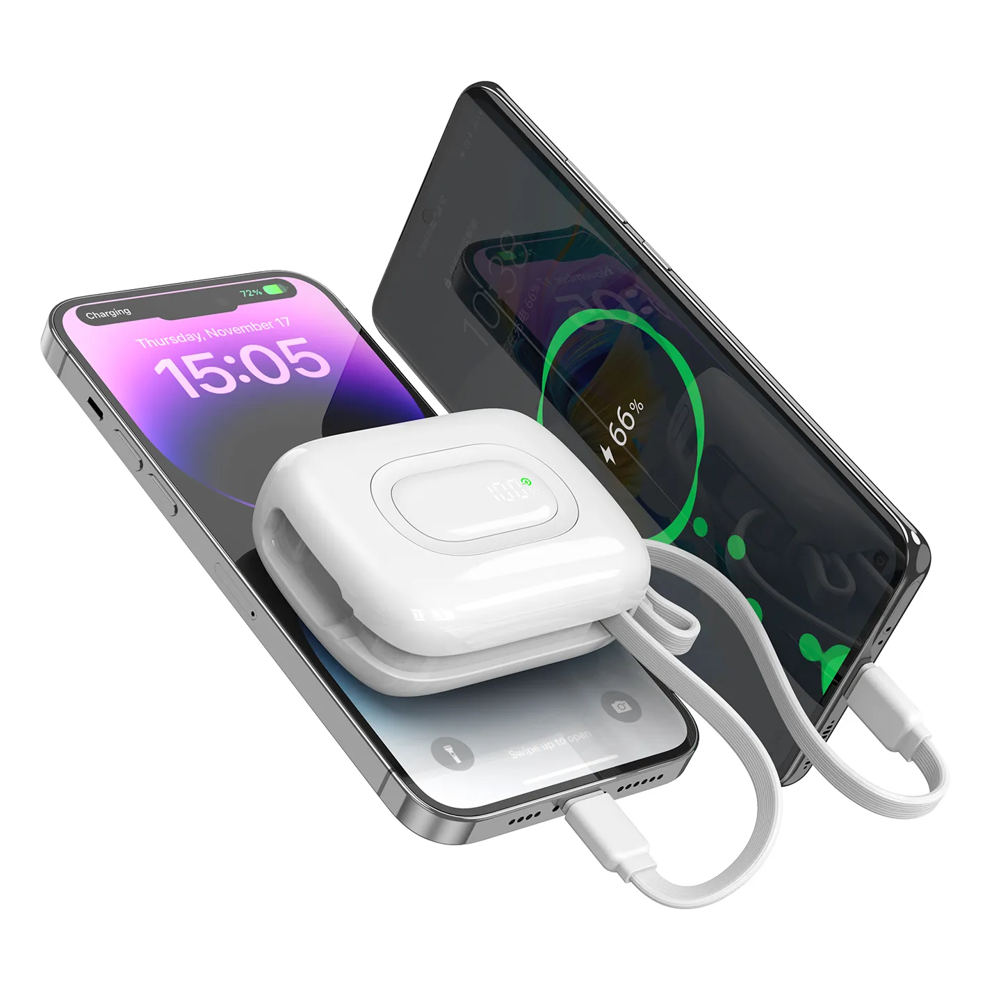 S-link P20M 10000mAh PD20W Type-C Kablolu LCD Taşınabilir Pil Şarj Cihazı Powerbank Promozone