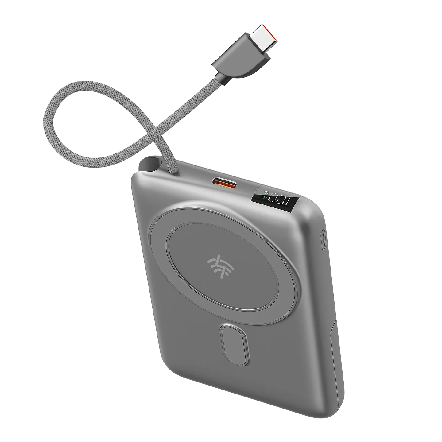 S-link QP110 10000mAh Magsafe 15W QI2 PD22.5W Gri LCD Taşınabilir Pil Şarj Cihazı Powerbank Promozone