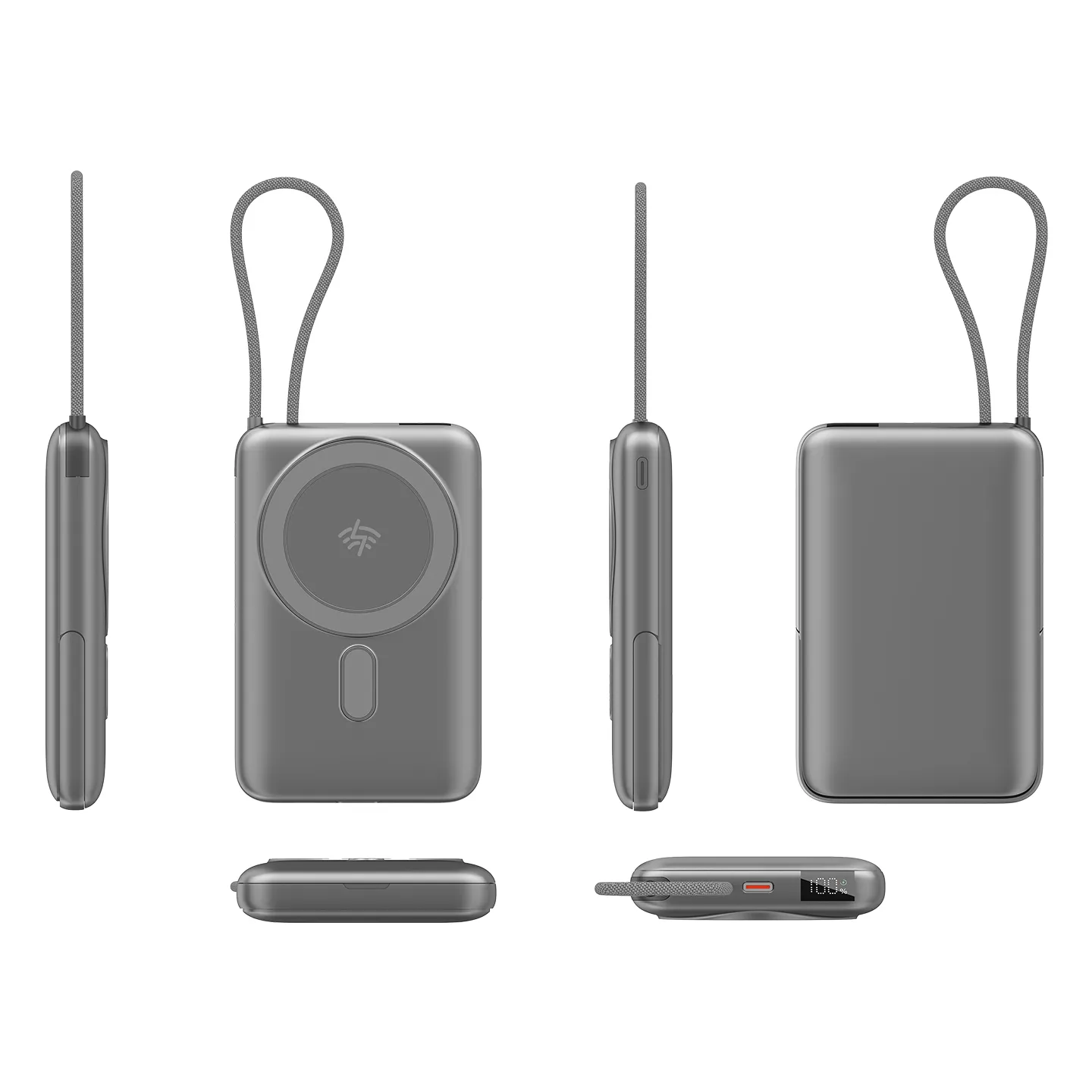 S-link QP110 10000mAh Magsafe 15W QI2 PD22.5W Gri LCD Taşınabilir Pil Şarj Cihazı Powerbank Promozone