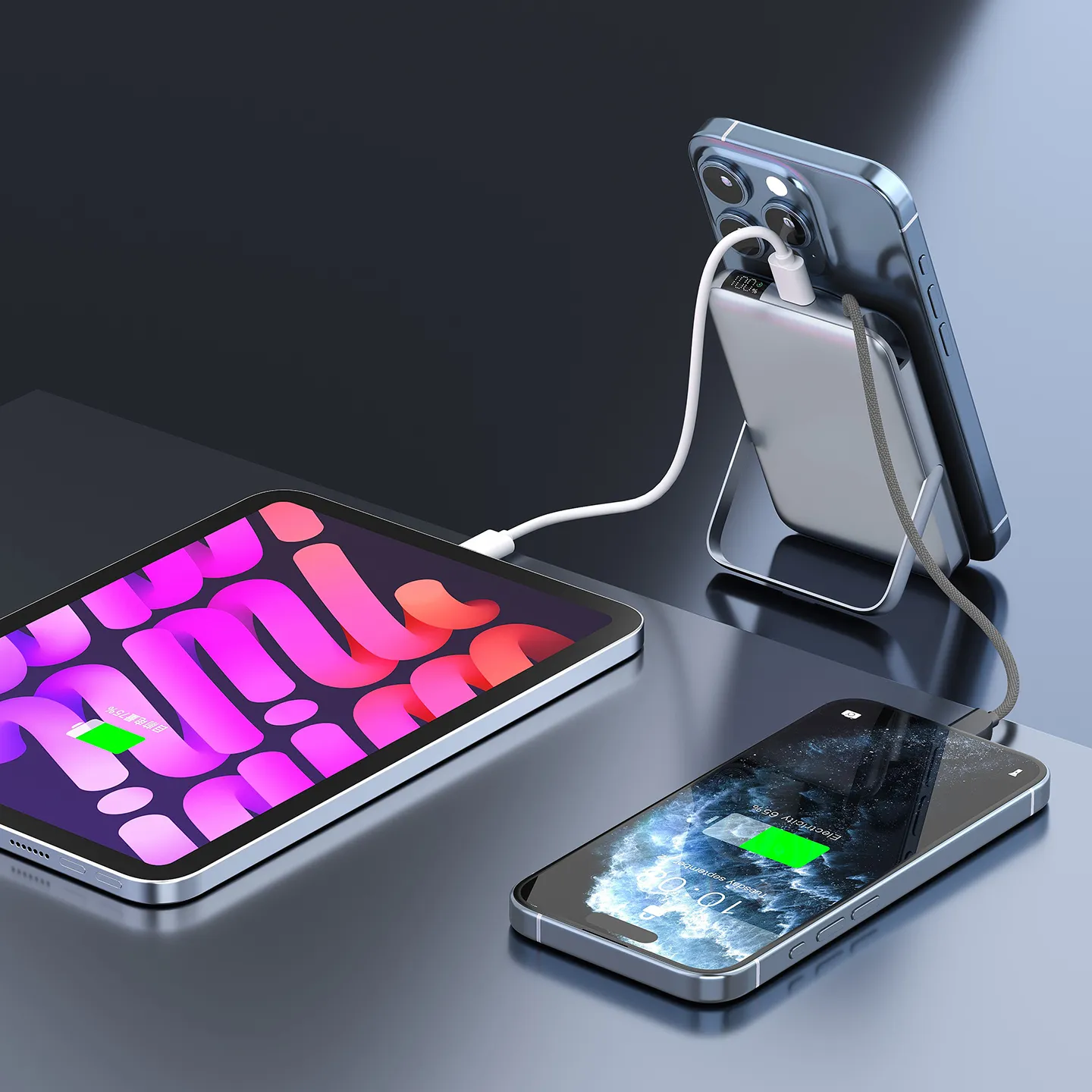 S-link QP110 10000mAh Magsafe 15W QI2 PD22.5W Gri LCD Taşınabilir Pil Şarj Cihazı Powerbank Promozone