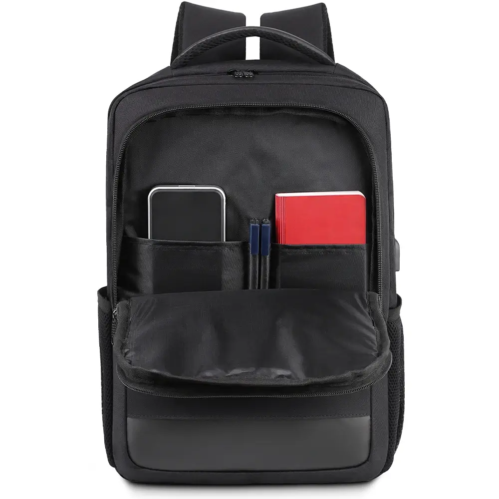 Stoklu Özel Üretim Laptop Bölmeli USB Şarj Girişli Promosyon Sırt Çantası Promozone