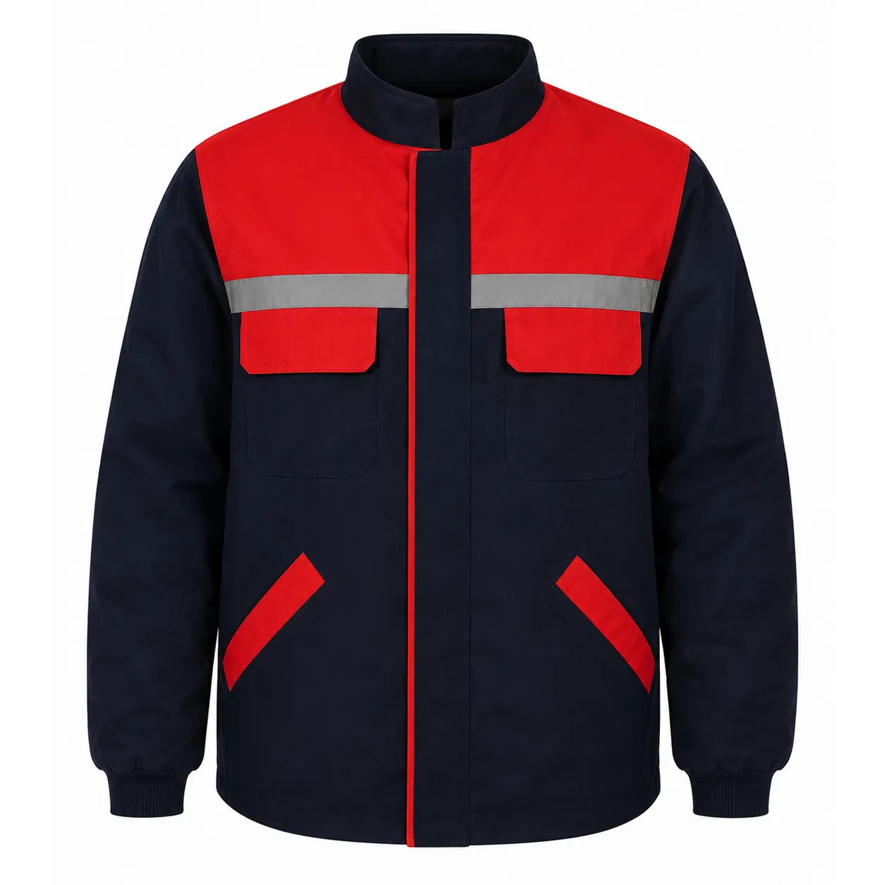 Reflektörlü Çift Renk Gabardin İş Montu – Logo Baskıya Uygun Promozone