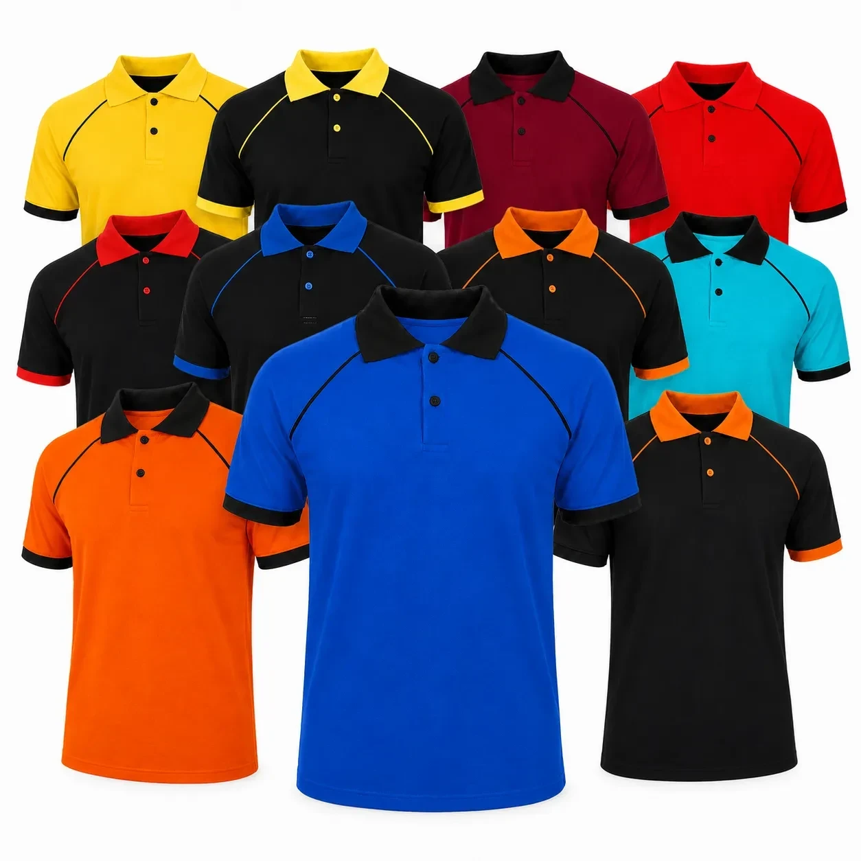 Open End Polo Yaka Çift Renk Promosyon Tişört – %80 Pamuk %20 Polyester