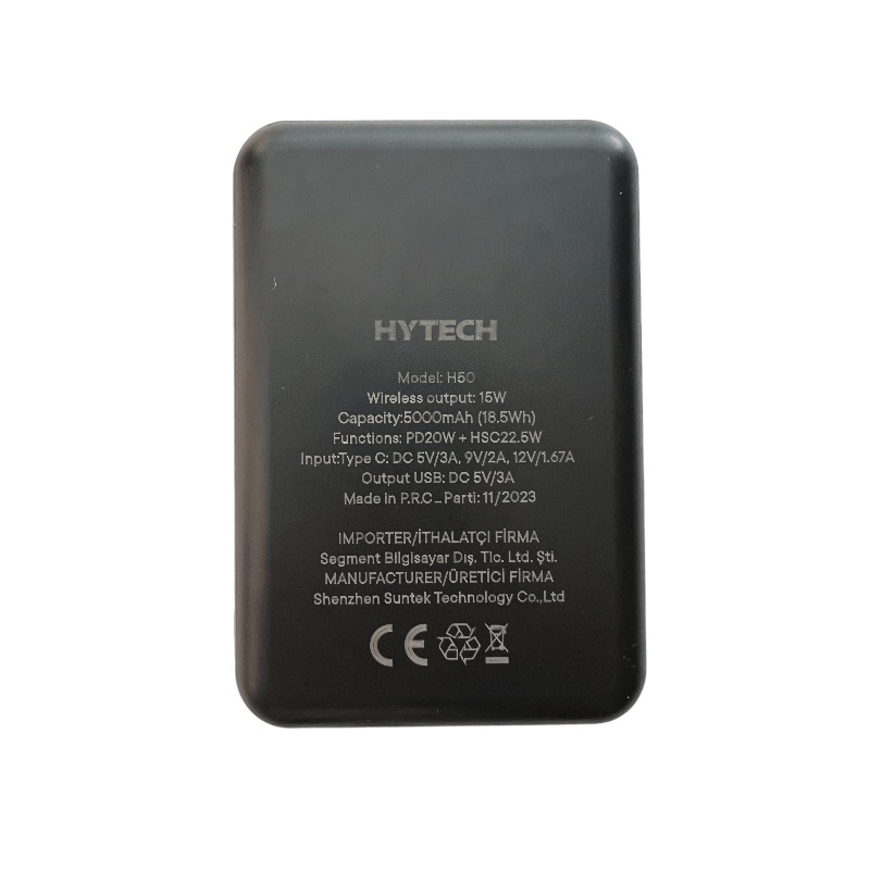 Hytech H50 5000mAh Kablosuz Wiresless Magsafe 15W Şarj PD20W Hızlı Şarj Huawei Super Charge 22.5W  Şarj Kapasiteli Powerbank Promozone