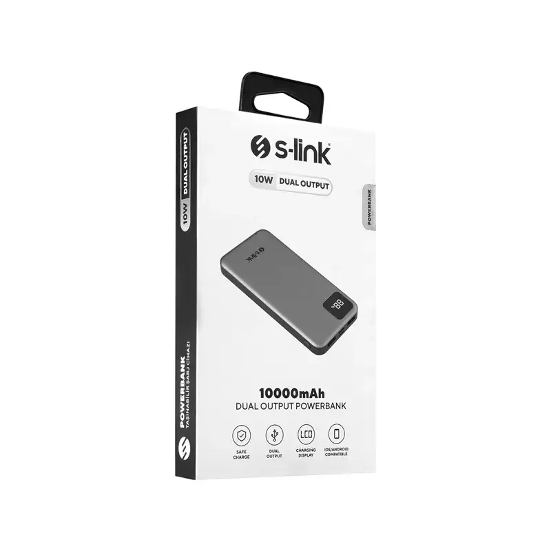 S-link G104 10000mAh 10W 2 USB Çıkış Type-C ve Micro Girişli Led Göstergeli Powerbank Promozone