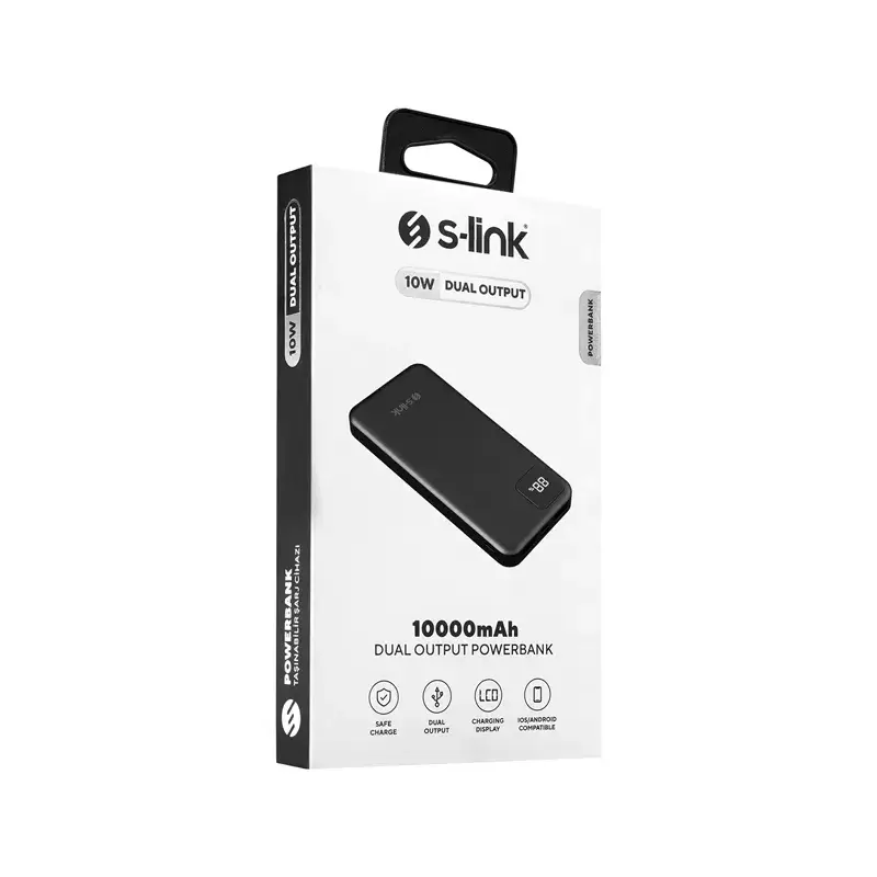S-link G104 10000mAh 10W 2 USB Çıkış Type-C ve Micro Girişli Led Göstergeli Powerbank Promozone