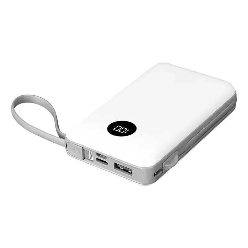 S-link P102 10000mAh All in One Dahili Kablolu 10W Hızlı Şarj 2 USB+Type-C+Micro+Lightning Girişli Led Ekranlı Taşınabilir Powerbank Promozone