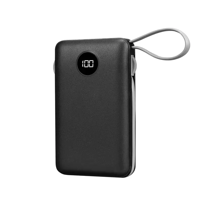 S-link P102 10000mAh All in One Dahili Kablolu 10W Hızlı Şarj 2 USB+Type-C+Micro+Lightning Girişli Led Ekranlı Taşınabilir Powerbank Promozone