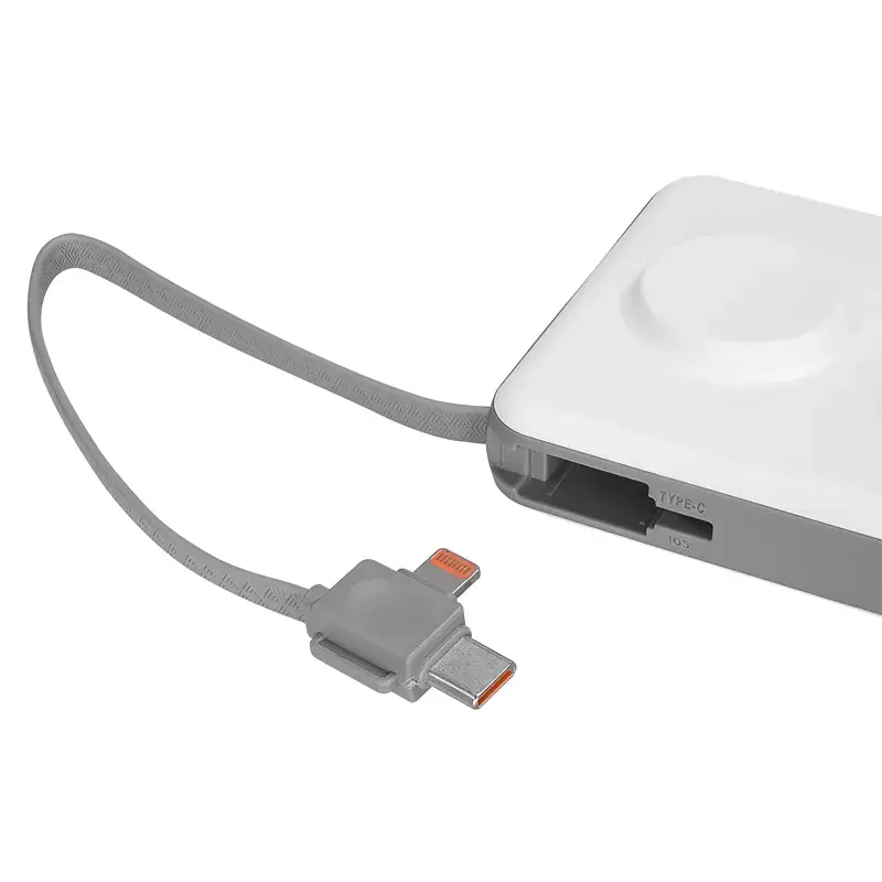 S-link M120 10000mAh Type-C PD20W Hızlı Şarj+QC 3.0 18W Şarj Kablosuz Wireless ve Magsafe 15W Şarj Dahili Type-C+Lightning Uyumlu Kablolu Dijital Ekranlı Taşınabilir Powerbank Promozone