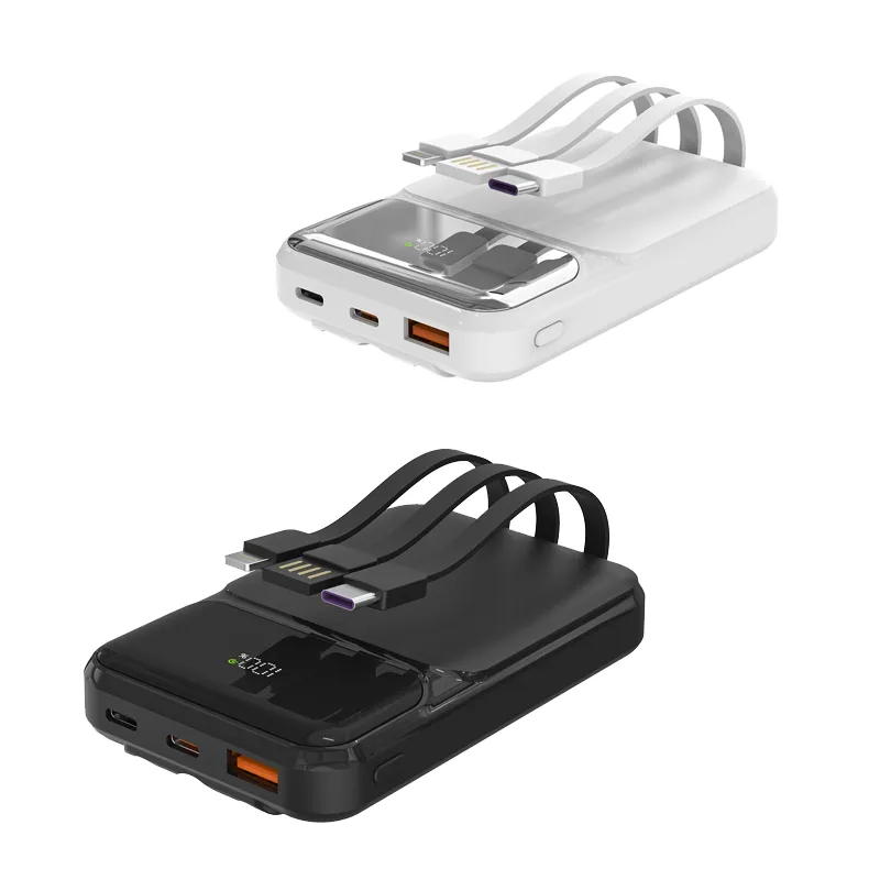 S-link P104 10000 mAh Dahili Kablolu HSC22.5W+PD20W Beyaz LCD Taşınabilir Pil Şarj Cihazı Powerbank Promozone