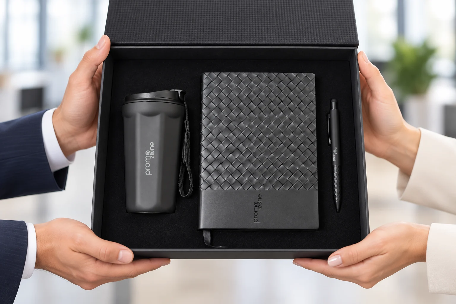 360 ml Dereceli Termos, Baklava Desenli Defter ve Diamond Touchpen Kalem Kutulu Hediye Seti