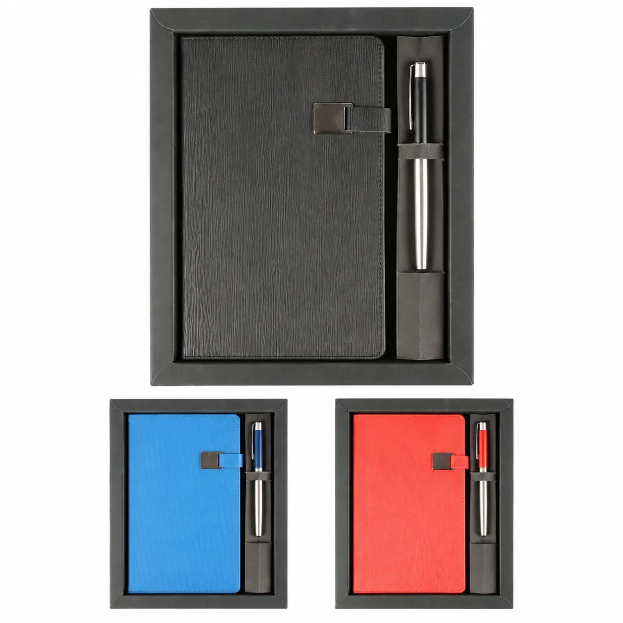 13×21 Termo Deri Defter & Metal Roller Kalem Kutulu Hediye Seti (Karton Kutu)