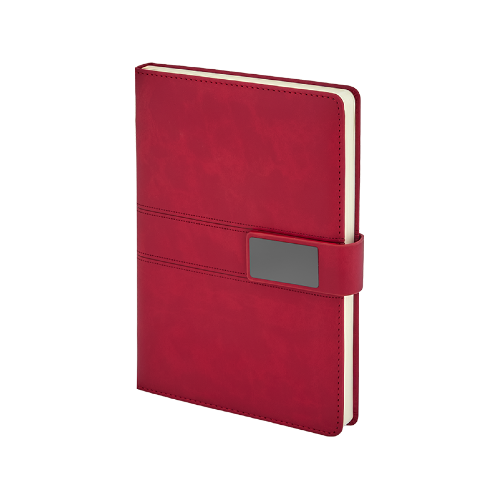 PZ22113 kırmızı metal etiketli tokalı termo deri defter