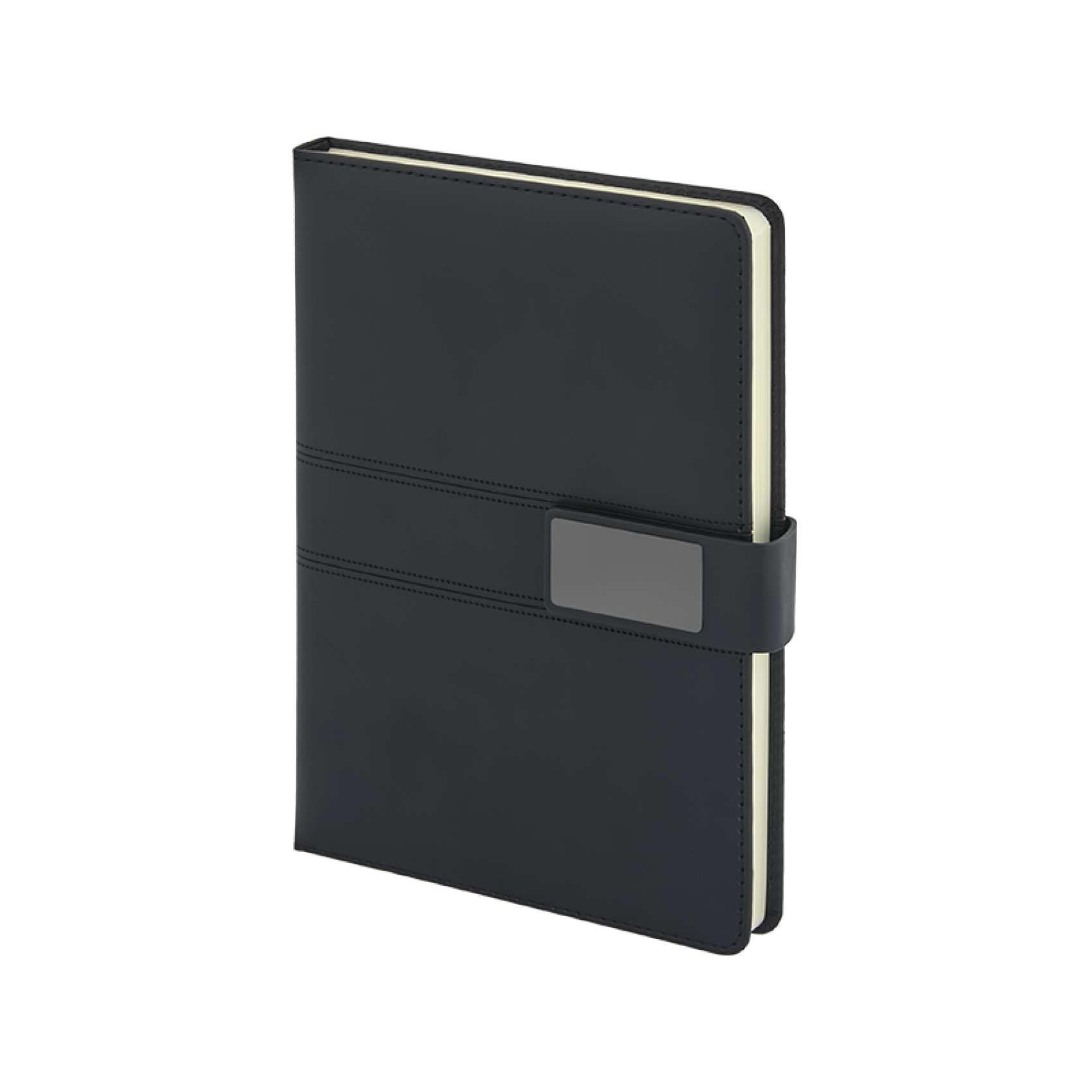 PZ22113 siyah metal etiketli tokalı termo deri defter