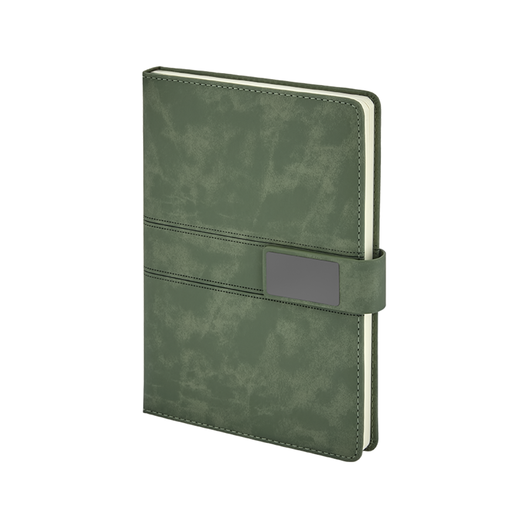PZ22113 yeşil metal etiketli tokalı termo deri defter